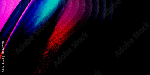 Neon glass spiral wave of transparent lines with blue brown gradient on dark 3d background. Abstract dna structure for science technology design. Futuristic graphic render wallpaper. 3D illustration