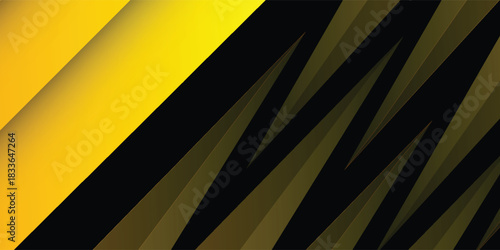 Abstract black and dark background with glowing yellow lights, geometric shapes, and subtle gradients. Suitable for advertising, technology, modern design, presentations, and futuristic digital.