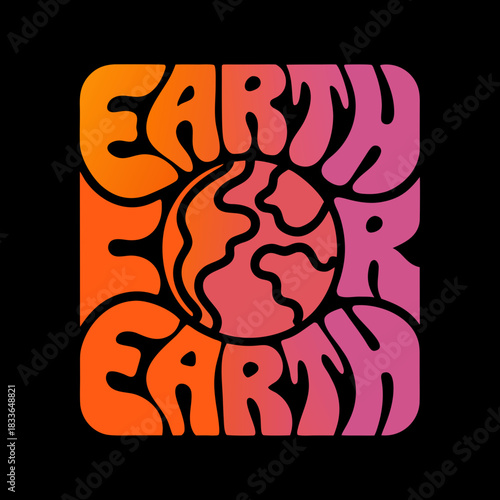 Earth Planet Typography with Gradient Colors world