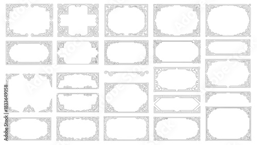 Vector set of vintage decorative frames, labels, borders, and banners for design and illustration