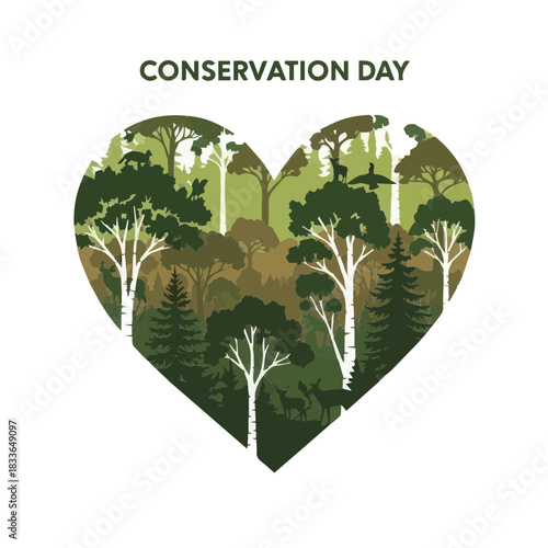 Conservation Day Celebrating Nature's Heart - Forest and Wildlife Sanctuary in a Heart Shape