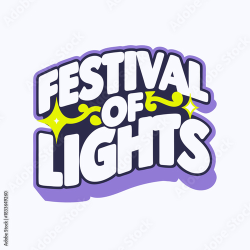 Festival of Lights text logo with stars and swirls