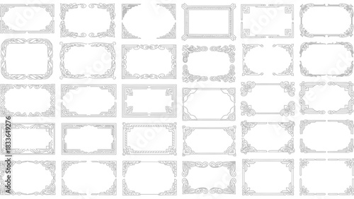 Vector set of vintage decorative frames, labels, borders, and banners for design and illustration