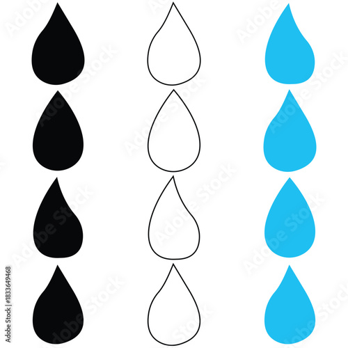 Water drop shape. water drops icon set. Water or oil drop. Flat design Isolated on white background - vector illustration 