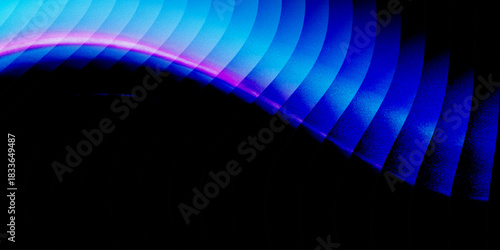 Neon glass spiral wave of transparent lines with blue brown gradient on dark 3d background. Abstract dna structure for science technology design. Futuristic graphic render wallpaper. 3D illustration