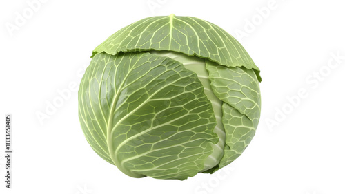 Fresh green cabbage head isolated on transparent background healthy eating vegetable