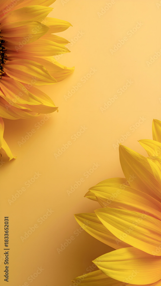 Obraz premium Two bright yellow sunflower nature background