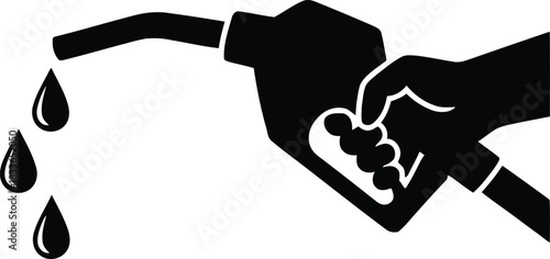 Fuel Pump Nozzle Dripping Icon Silhouette