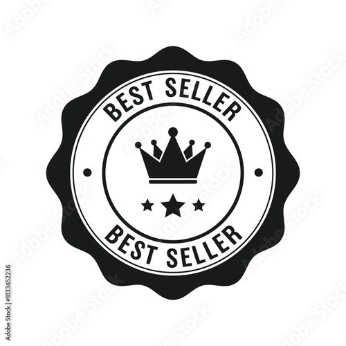 Premium best seller crown badge icon   e commerce product award Vector