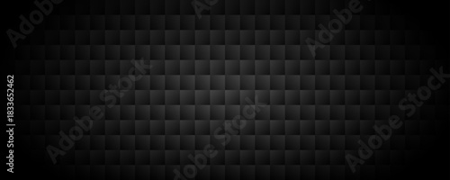 Black tech geometric background. Abstract square tile pattern texture. Dark volume cube cover backdrop. Futuristic block grid decoration design wallpaper. Vector illustration concept