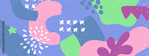 Vibrant Abstract Shapes with Stars and Scribbles