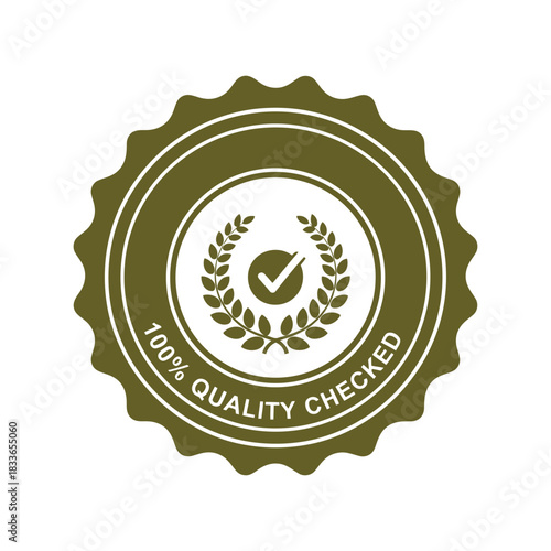 100% quality checked guarantee seal badge vector icon Vector