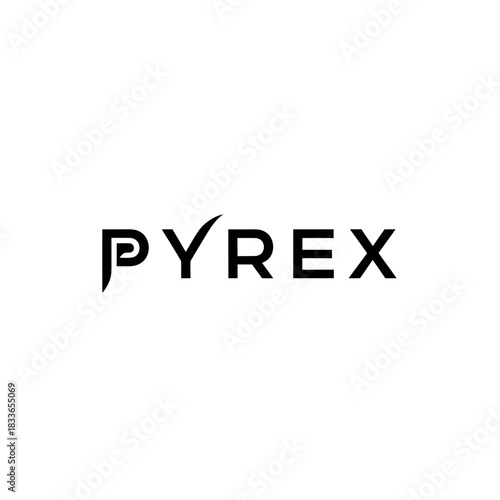 Black and white pyrex logo text vector template design