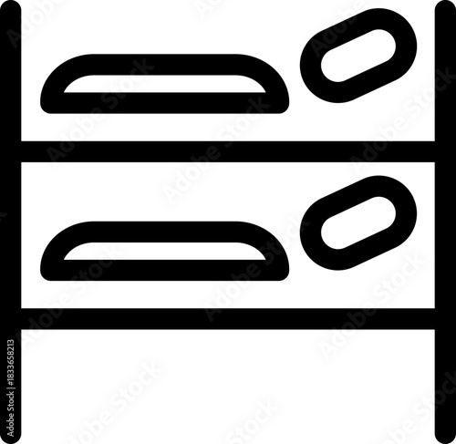 Simple Bunk Bed Outline Icon Representing Shared Accommodation and Hostel Lodging