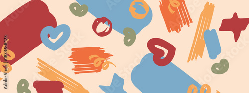 Abstract Shapes Background with Creative Hand-Drawn Art Composition