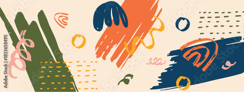 Abstract Shapes Background with Creative Hand-Drawn Art Composition