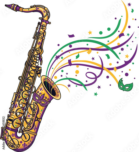 Mardi Gras Saxophone Jazz Music Vector