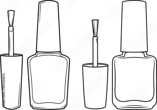 Two nail polish bottles and brushes silhouette
