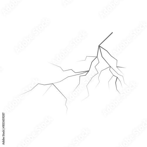 Wall cracks with broken texture. Ground earthquake effect. Hole lines on earth and ice isolated on white background. Rock destruction scratch. crack Vector . black fractures top view.