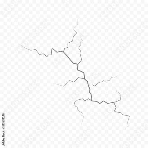 Wall cracks with broken texture. Ground earthquake effect. Hole lines on earth and ice isolated on white background. Rock destruction scratch. crack Vector . black fractures top view.