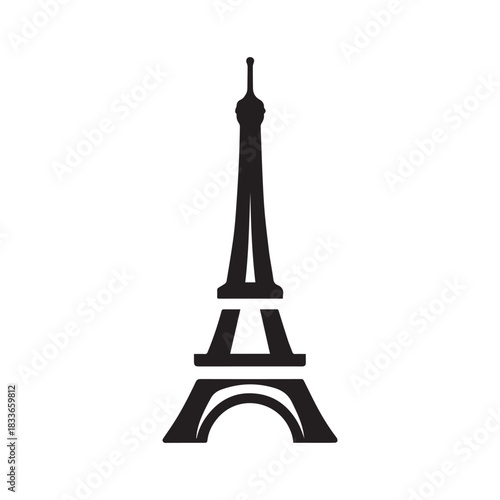 High-Contrast Tower Symbol Enhancing Parisian Architectural Identity