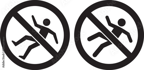 Two warning signs showing falling person silhouette