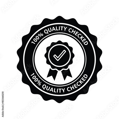 100% quality checked badge icon   verified product seal vector Vector