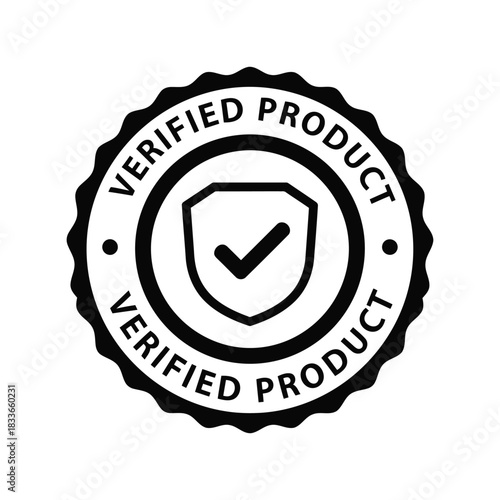 Verified product badge icon for quality assurance and trust Vector