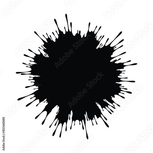 Dynamic black ink splash graphic element for modern designs and creative projects