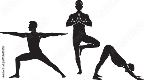 Male Yoga Poses Silhouette Collection fitness