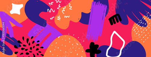 Wallpaper Mural Abstract Colorful Illustration With Bold Shapes And Playful Doodles On Bright Background Torontodigital.ca