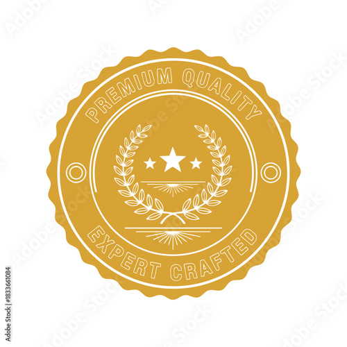 Premium quality expert crafted gold seal badge vector label Vector