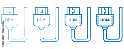 HDMI adapter icon vector set, outline style HDMI adapter icon set isolated on white background.