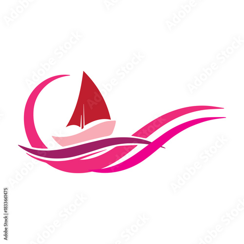 Stylized Pink Sailboat