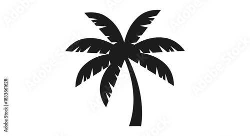 A striking depiction of a tropical palm tree against a white background silhouette