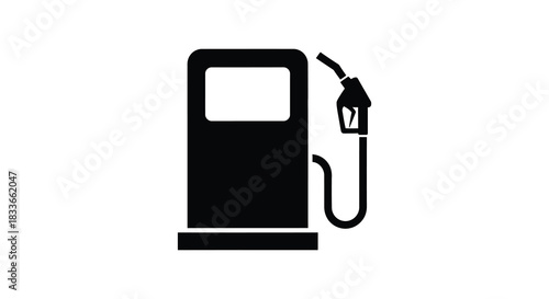 A simple flat design of a black gas pump with a nozzle a striking silhouette