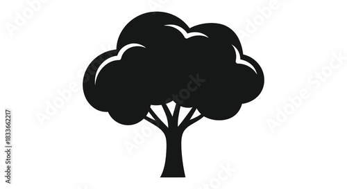 A striking black tree form against a white background a simple yet elegant silhouette
