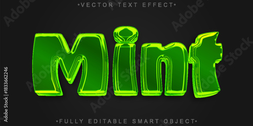  Mint Herb Leaf Vector Fully Editable Smart Object Text Effect