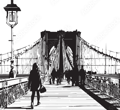 Brooklyn Bridge Silhouette: Capturing the enduring allure of Brooklyn Bridge, this image presents the iconic landmark in a stunning silhouette against a bright sky, evoking a sense of urban adventure.