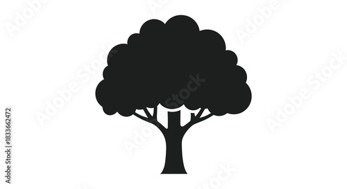 A simple illustration of a flourishing tree with rounded foliage and a strong trunk silhouette