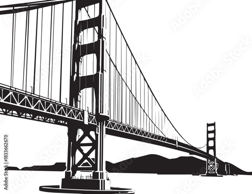 Golden Gate Bridge in San Francisco: The iconic Golden Gate Bridge, a timeless symbol of architectural marvel, spans the horizon with graceful lines and structural integrity.