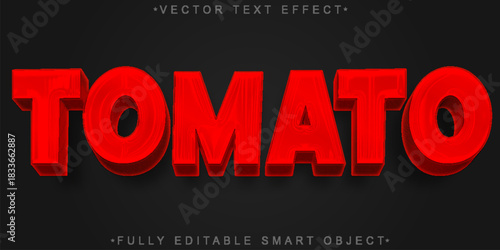  Tomato Fresh Vegetable Vector Fully Editable Smart Object Text Effect