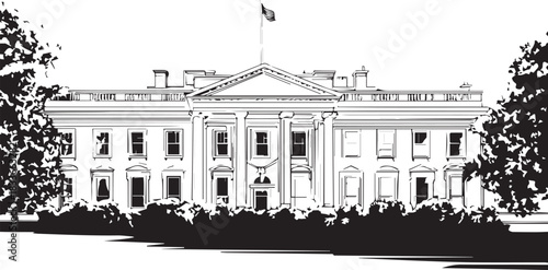 Architectural Grandeur: A stately residence of immense historical and political importance stands proud, its facade a testament to design.  