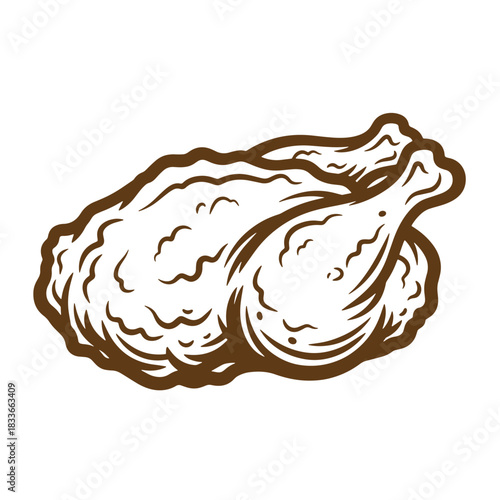 Hand drawn sketch illustration of a whole roasted chicken ready for a delicious meal