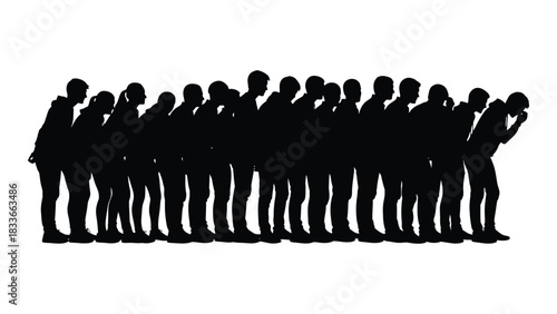 Diverse group silhouette bowing isolated on white background, Vector