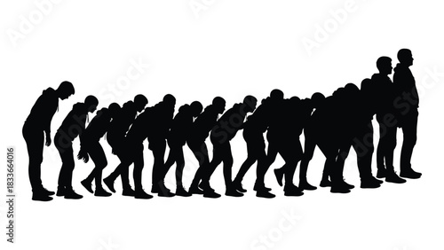 Human posture progression silhouette isolated on white background, Vector