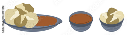 Isolated food vector arts of potato cuisines 