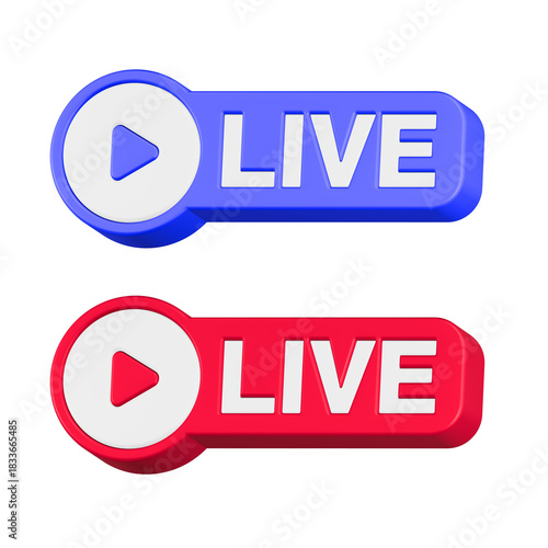 3d rendering icon live button set