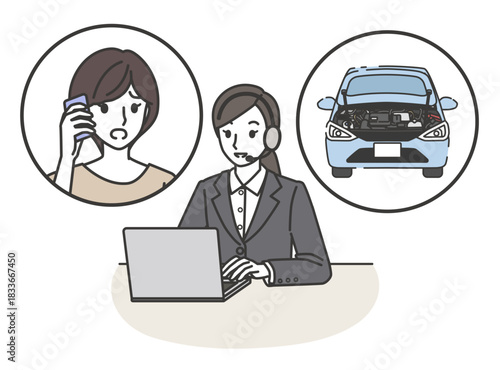 車のトラブル相談を受けるサポートオペレーター