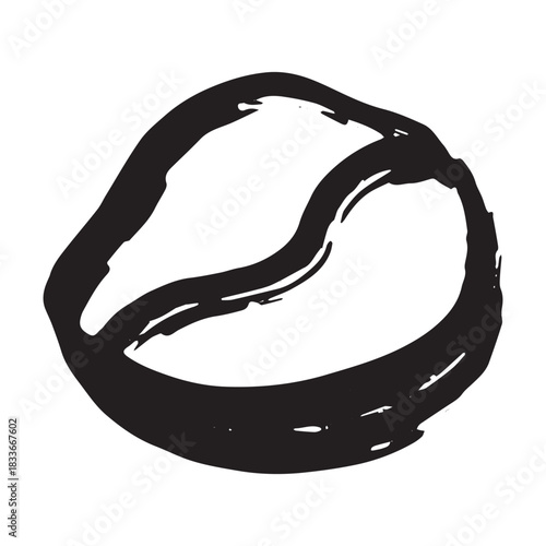Hand drawn fresh roasted coffee bean Arabica robusta seed doodle Single element for print, web, design, decor